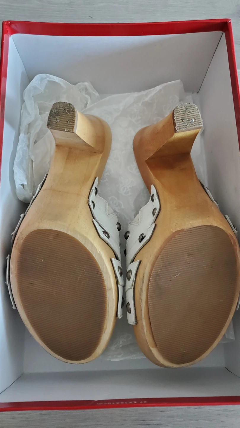 🥕 Guess by Marciano White Wooden Heel Mules - photo 4