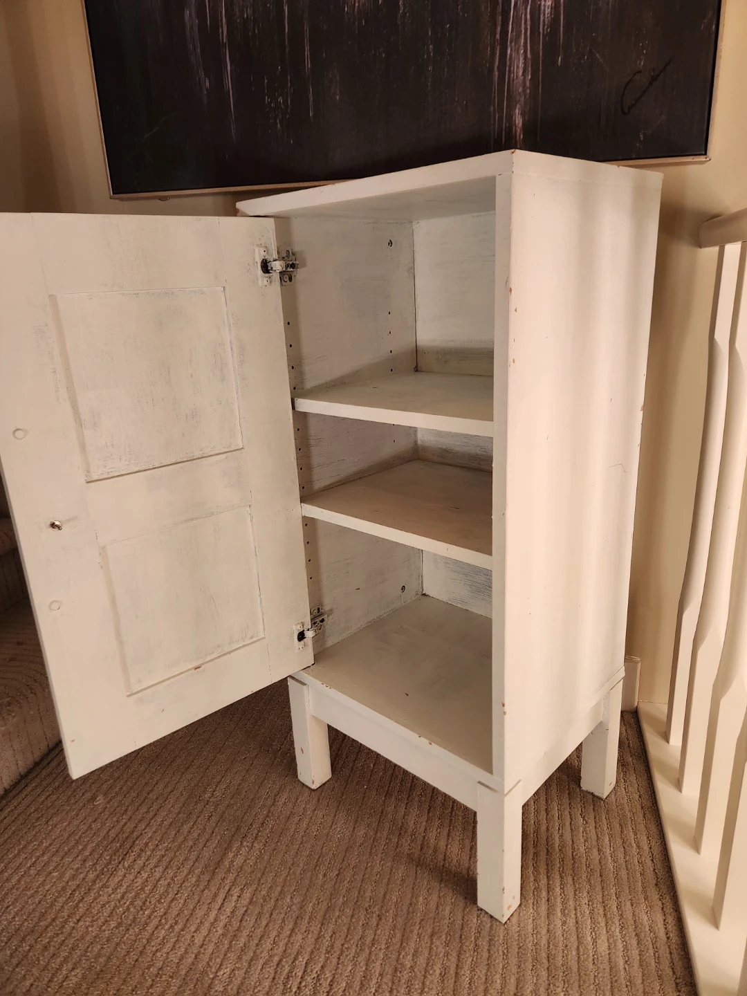 VINTAGE lightly distressed Solid Wood shelved  STORAGE Cabinet - photo 2