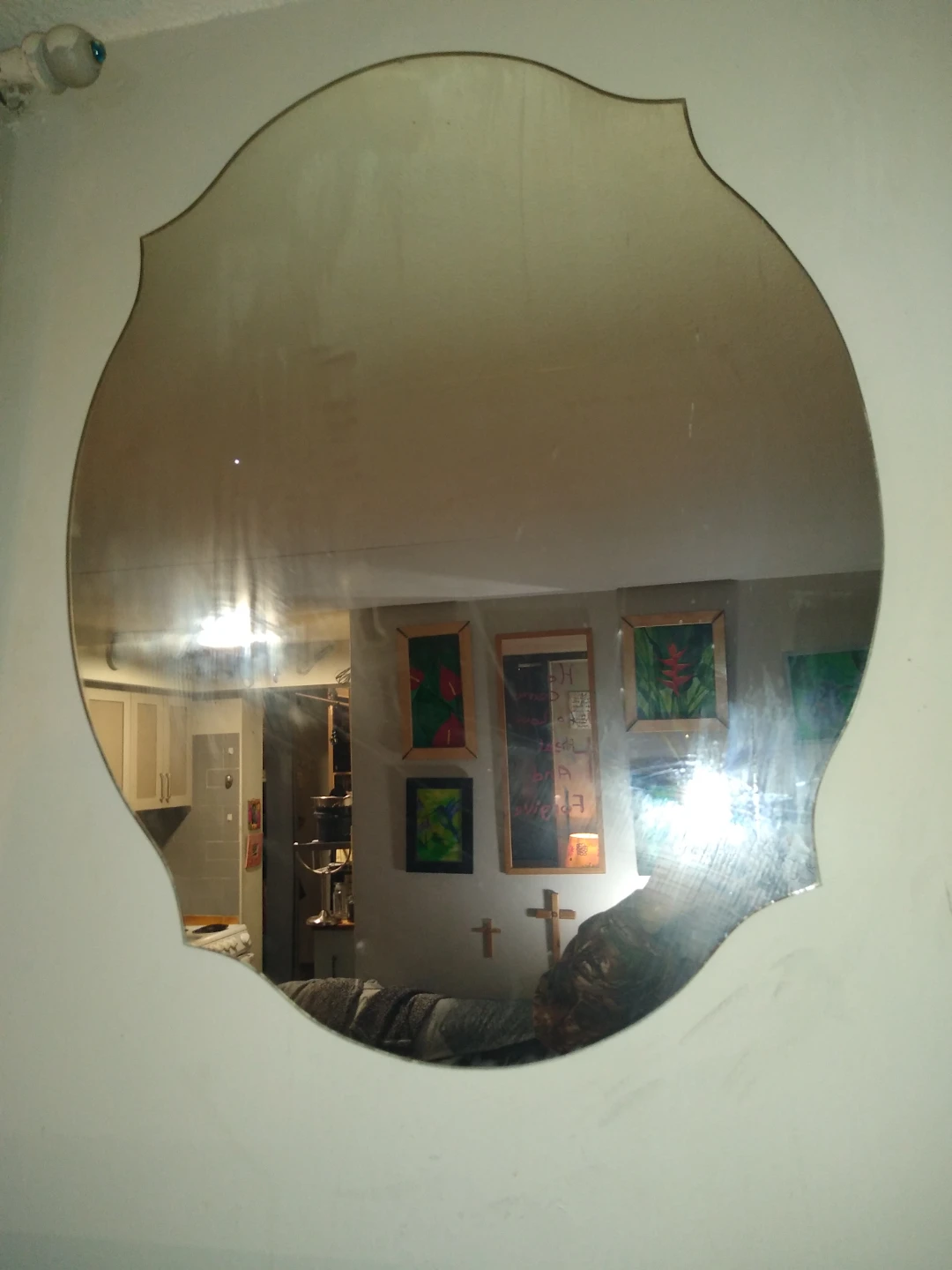 Very heavy Victorian sculpted lead mirror