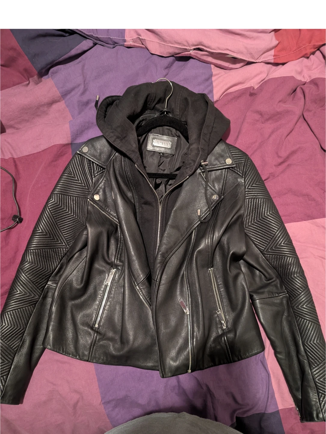 Danier Imani Leather Moto Jacket, Size L - photo 4