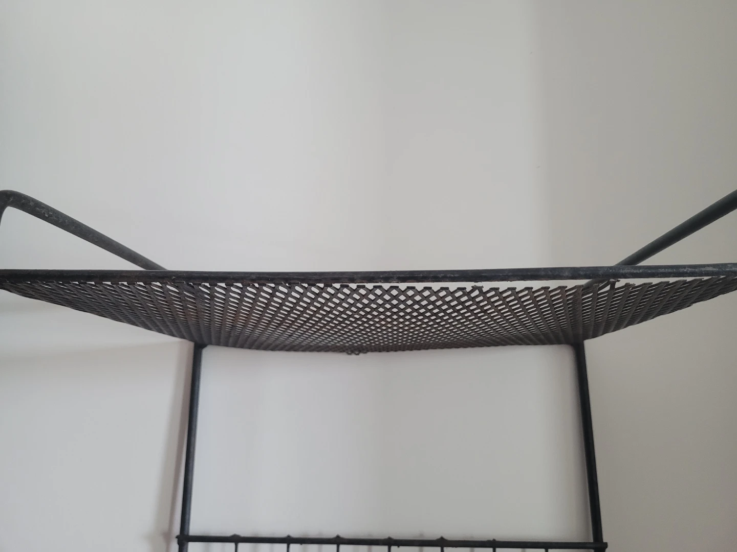 Vintage Record Stand Black Metal Wire Shelf Unit - photo 3