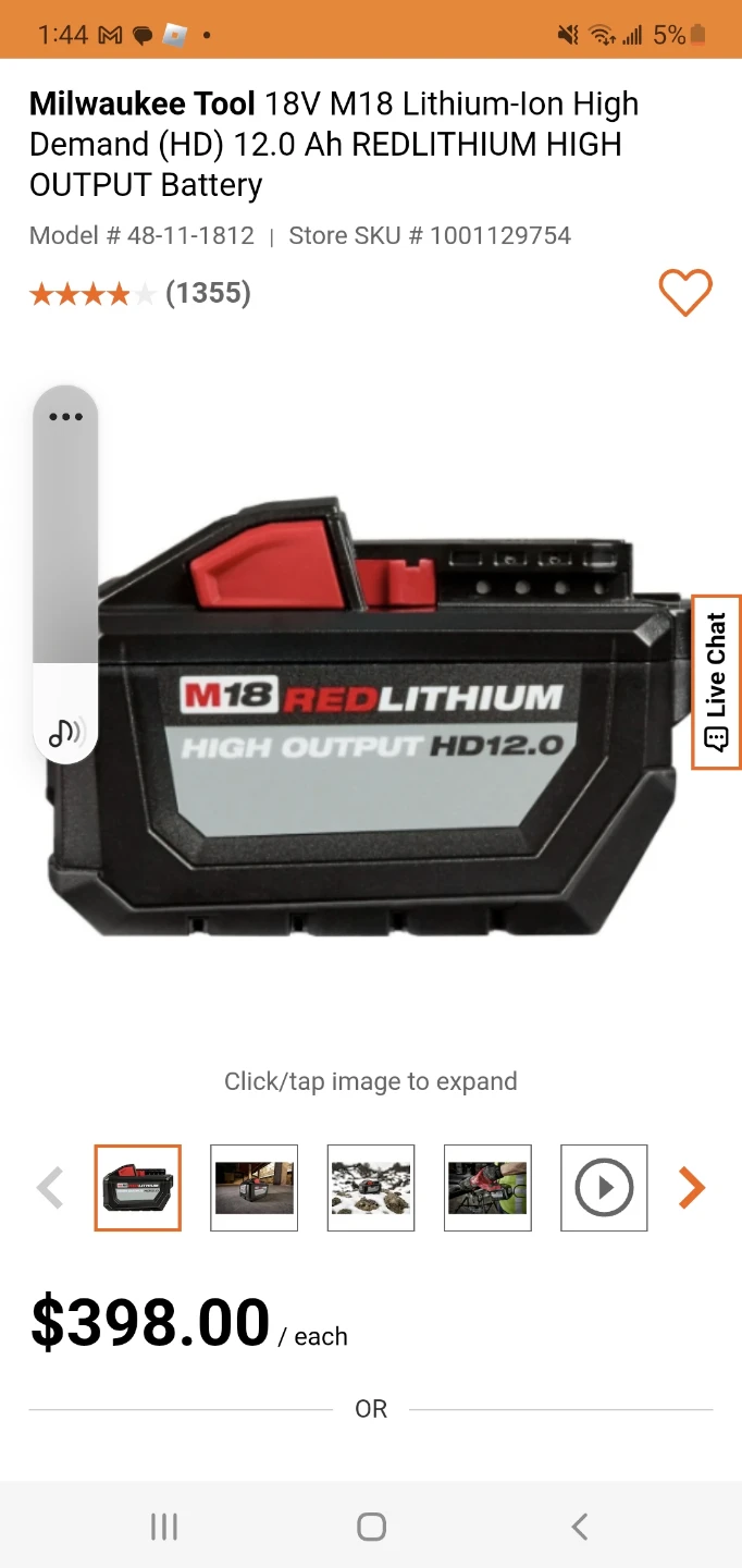 Milwaukee Tool 18V M18 Lithium-Ion 12.0 Ah Battery