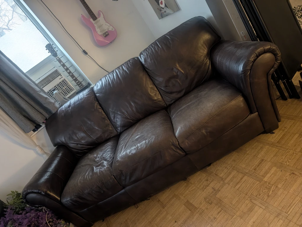 Dark Brown Leather Sofa