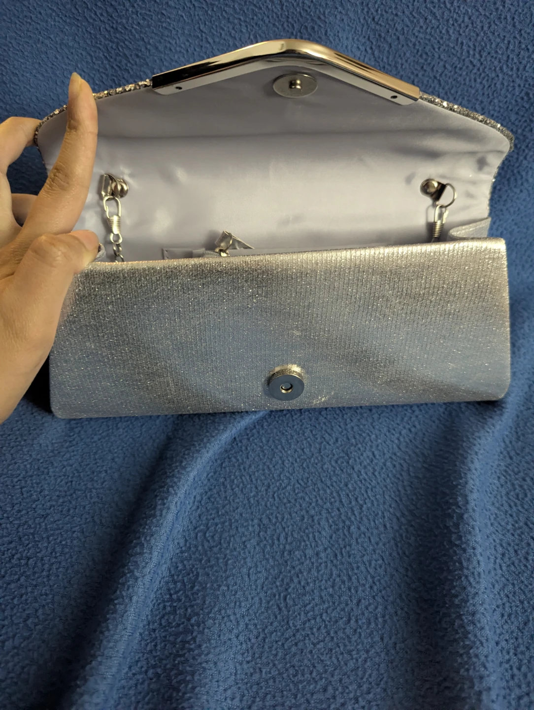 Silver Glitter Clutch Purse with Chain - photo 3