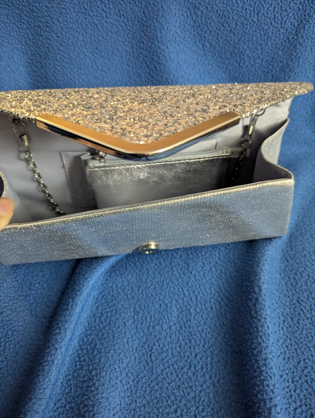 Silver Glitter Clutch Purse with Chain - photo 5