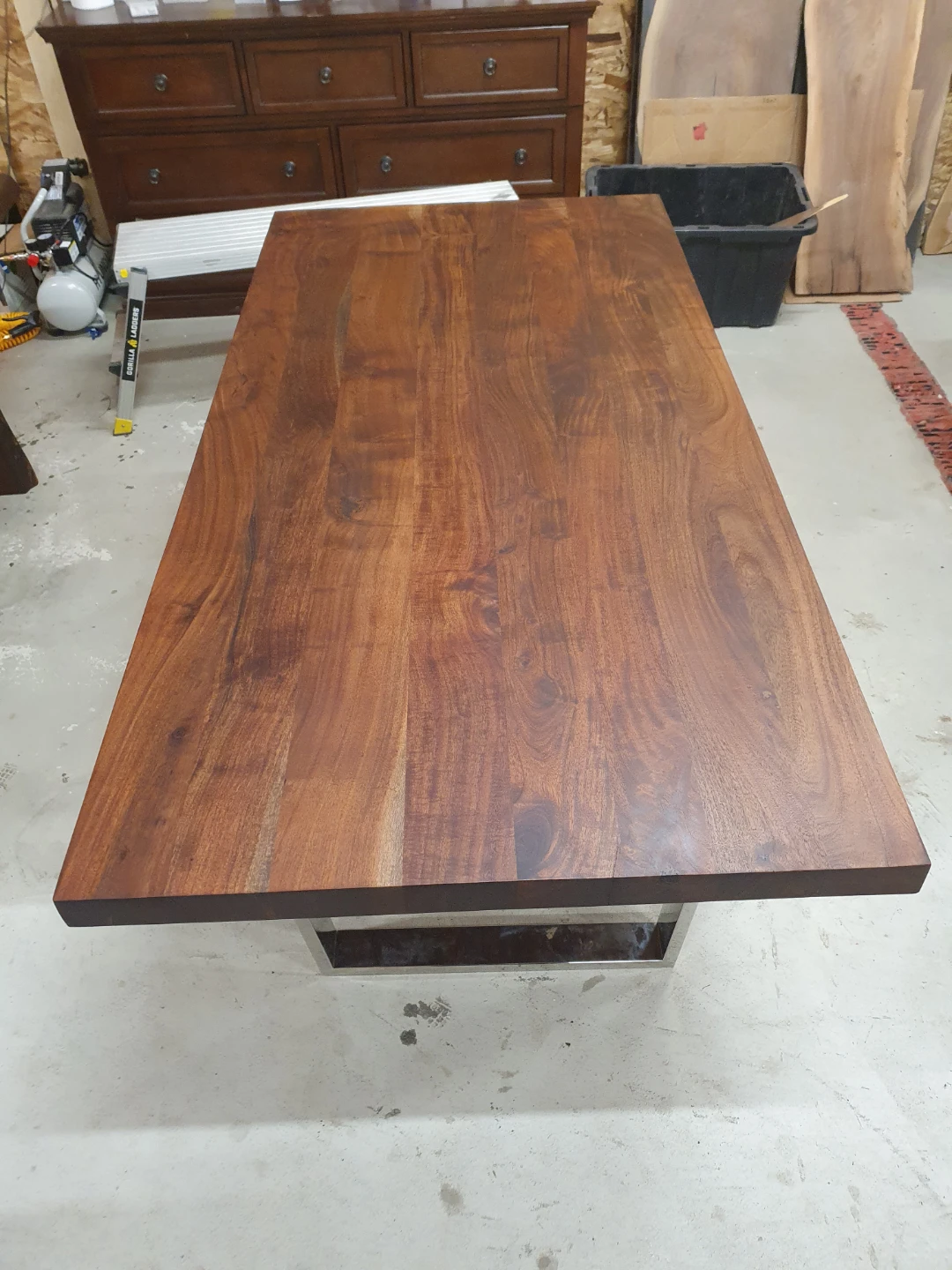 Solid Wood Dining Table with Metal Legs