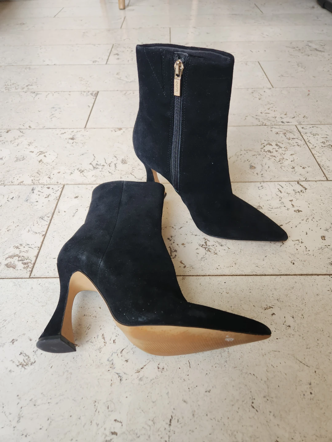 ALDO Black Suede Heeled Ankle Boots Size 6 - photo 2