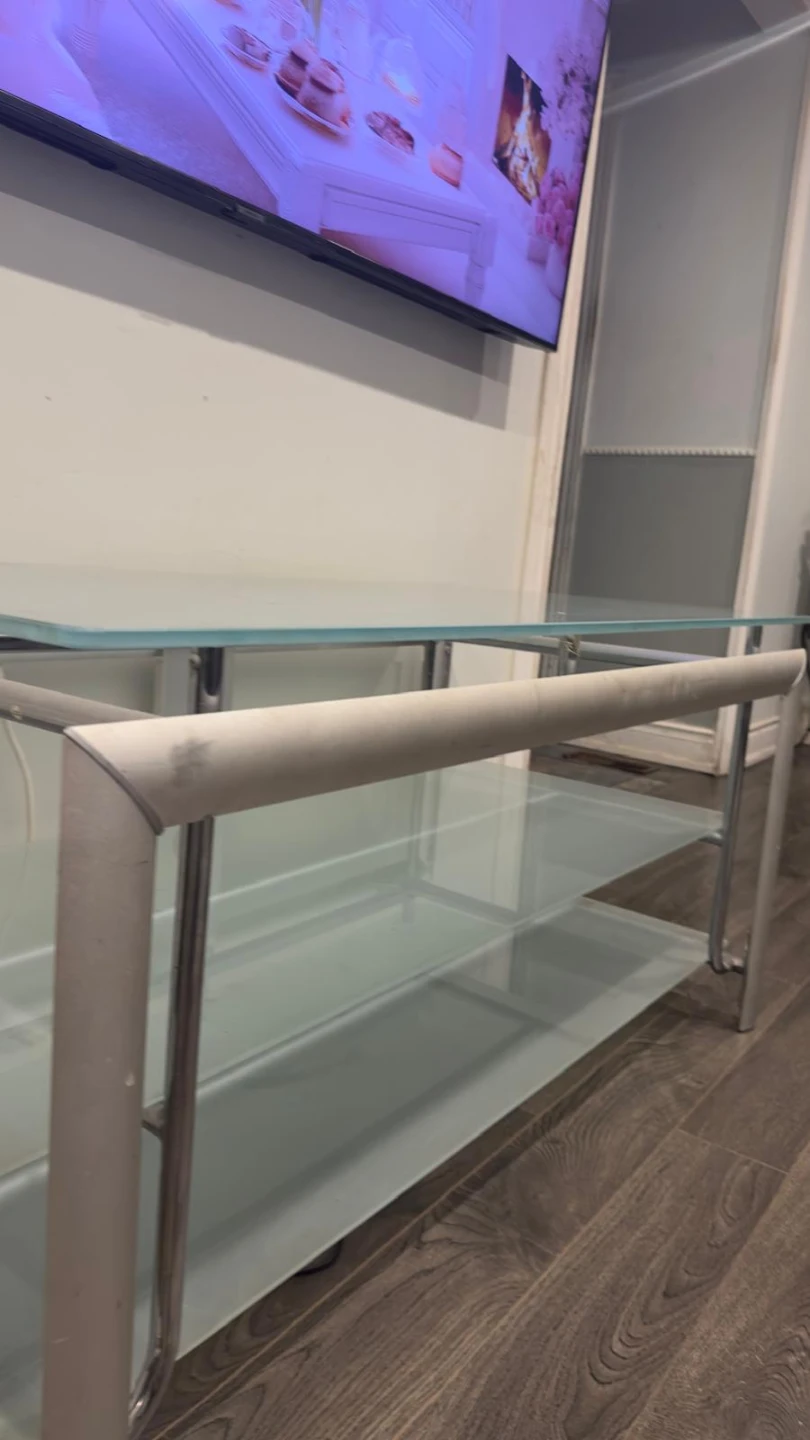Glass and Metal TV Stand - photo 3