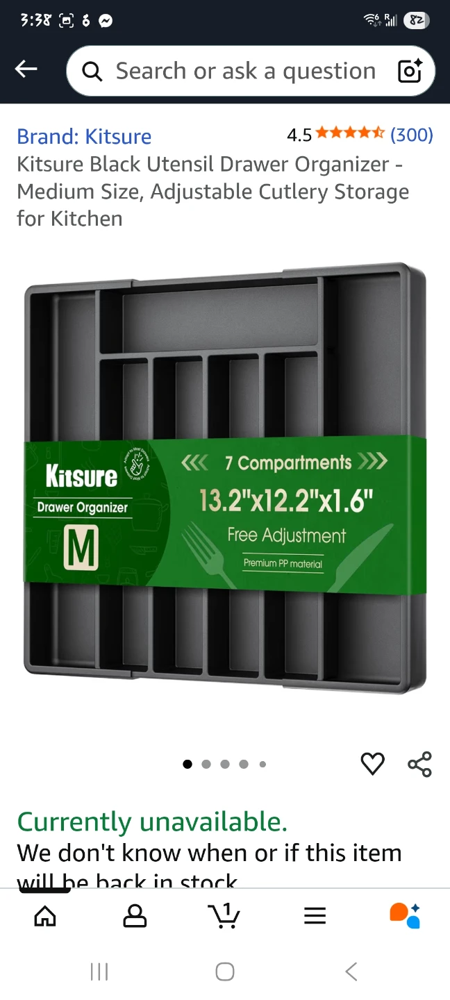 Kitsure Black Utensil Drawer Organizer - Medium