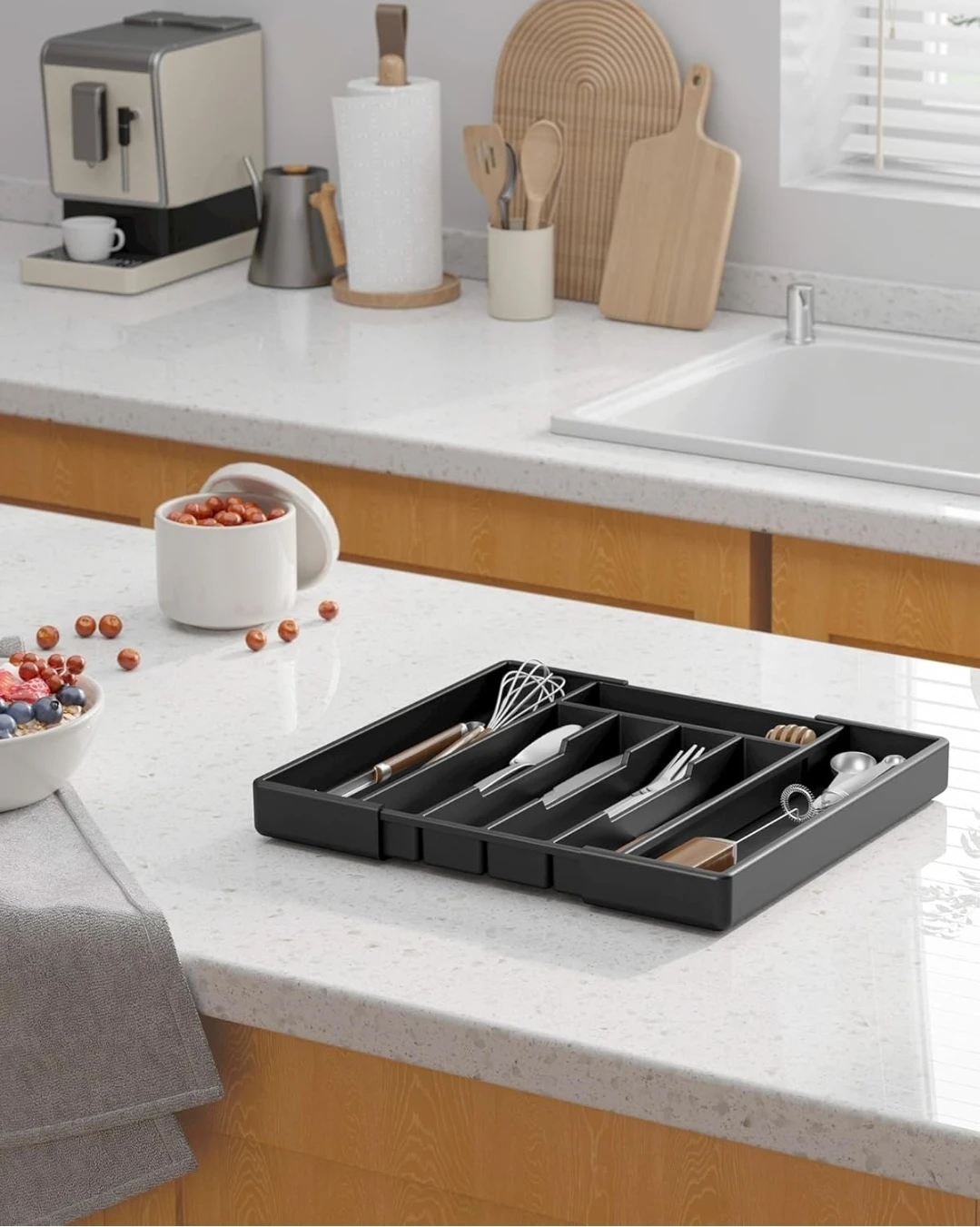 Kitsure Black Utensil Drawer Organizer - Medium - photo 2
