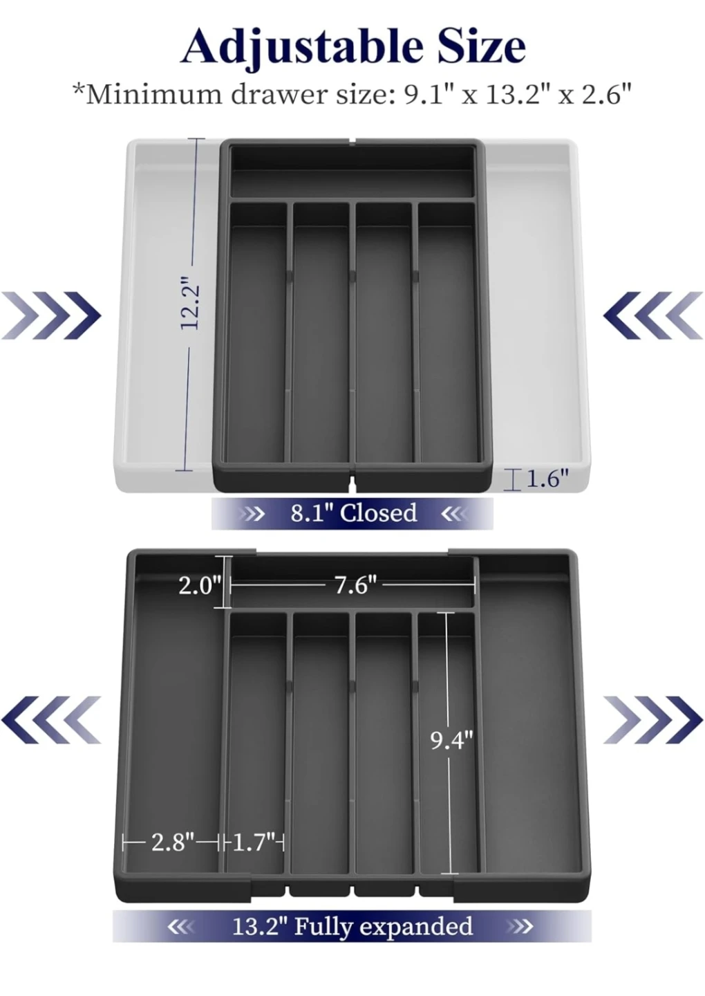 Kitsure Black Utensil Drawer Organizer - Medium - photo 3