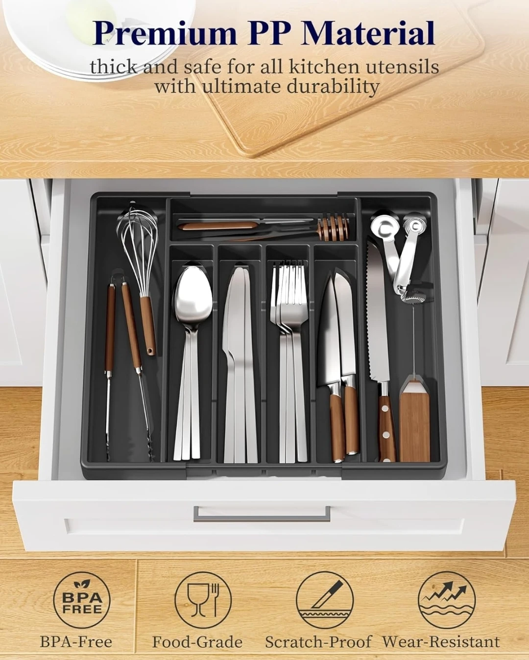 Kitsure Black Utensil Drawer Organizer - Medium - photo 5