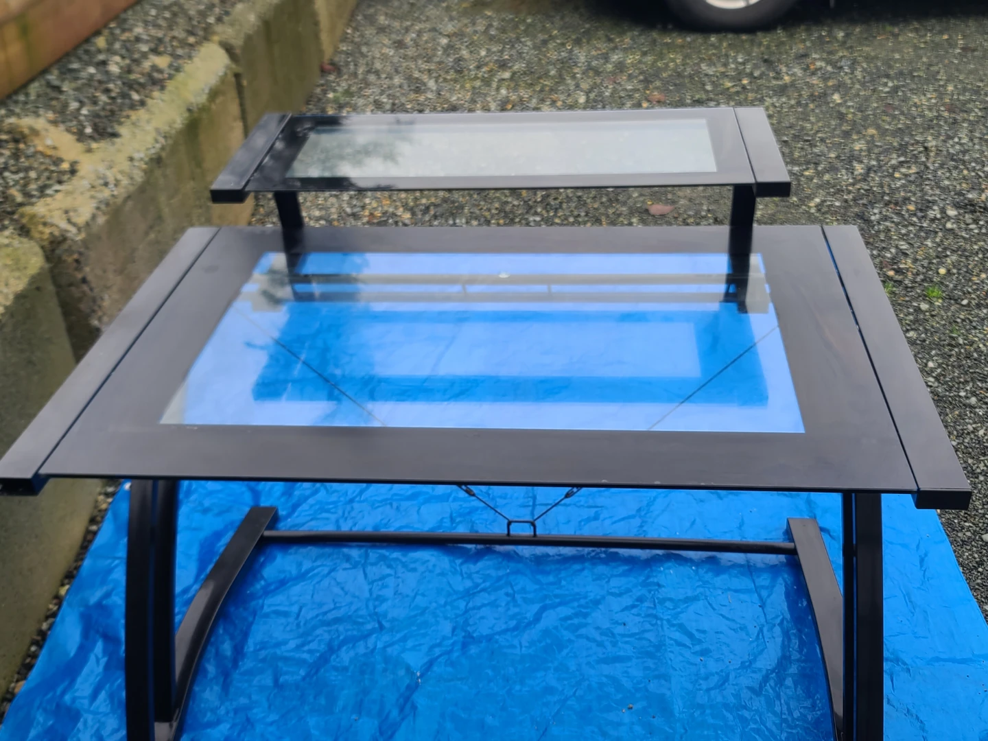 Black Glass Top Drafting Table - photo 4