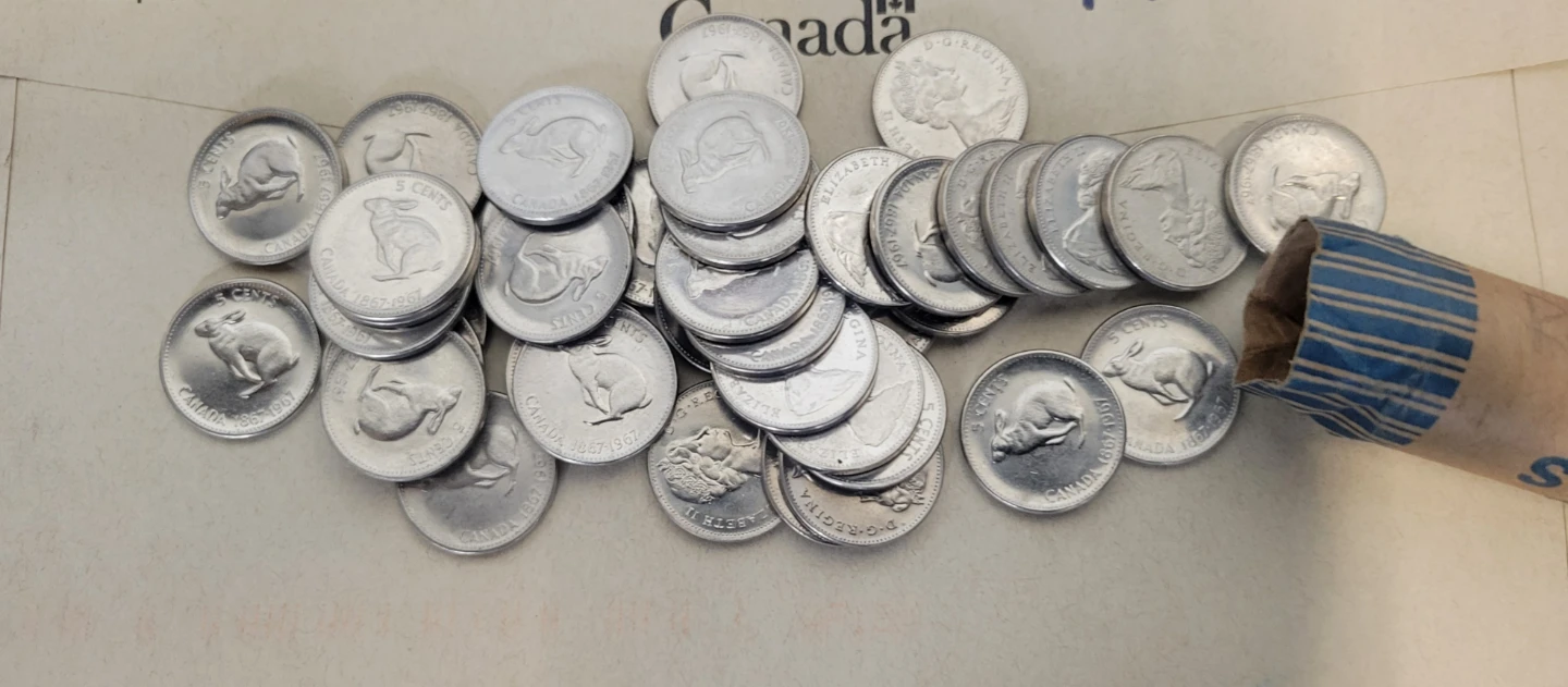 Full Roll of 1967 Rabbit Nickels