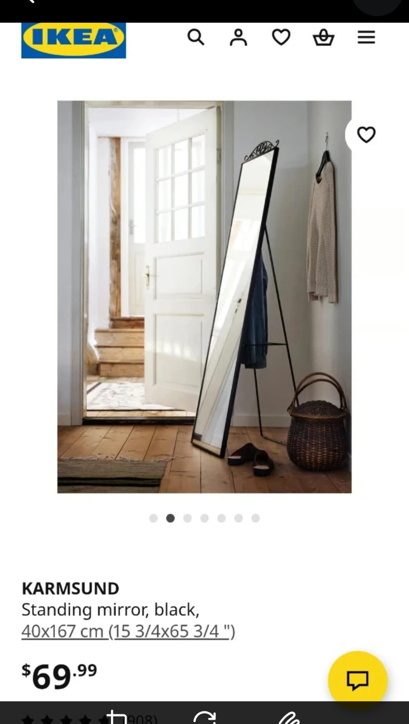 IKEA Standing Mirror, Black 40x167 cm - photo 2