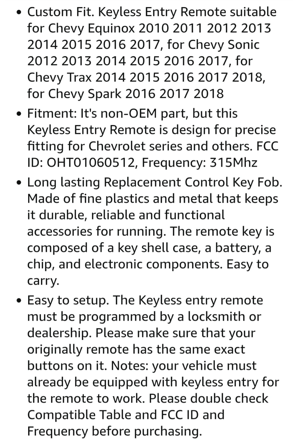 Chevy Equinox/Sonic/Trax Keyless Entry Remote - photo 3