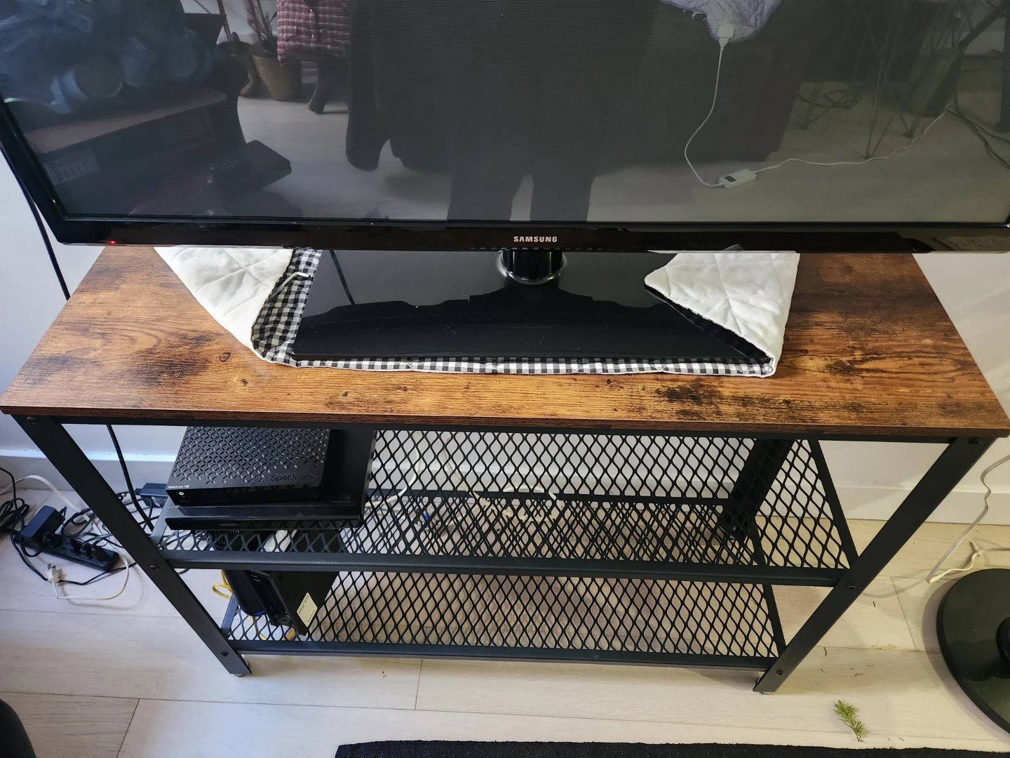 Metal TV Stand with Wooden Top - photo 2