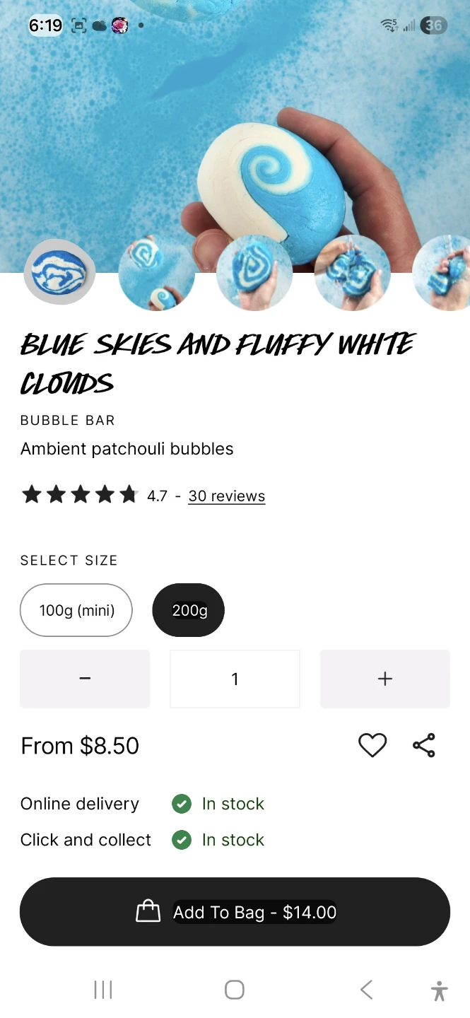 Lush Blue Skies and Fluffy White Clouds Bubble Bar