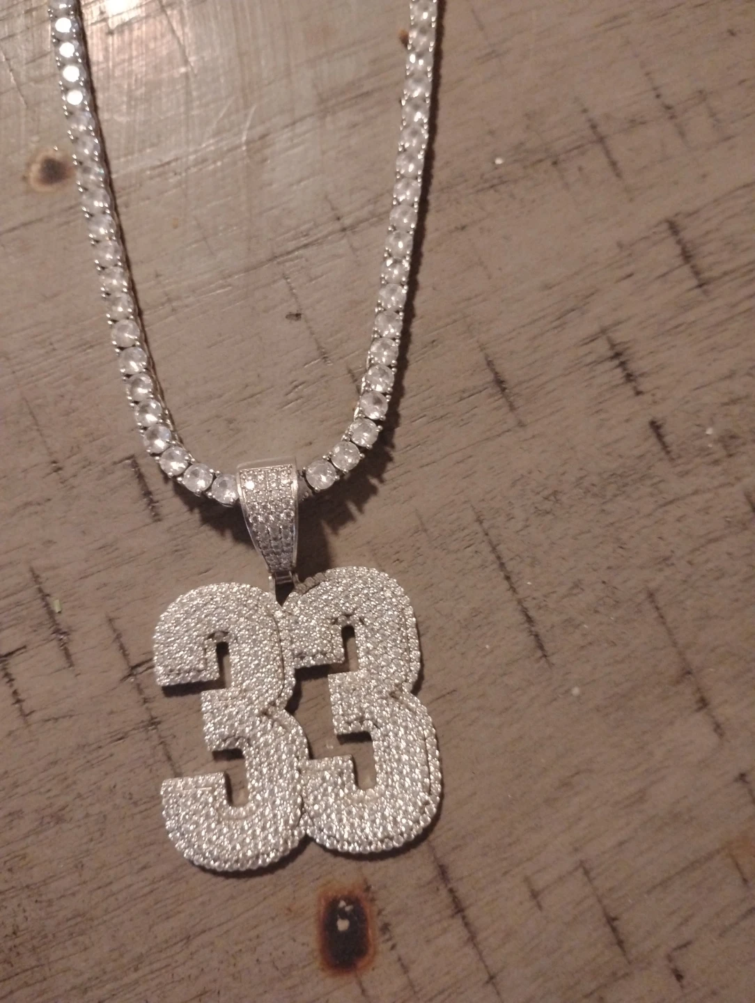 Moissanite diamond 33 pendant with chain and bracelet - photo 3