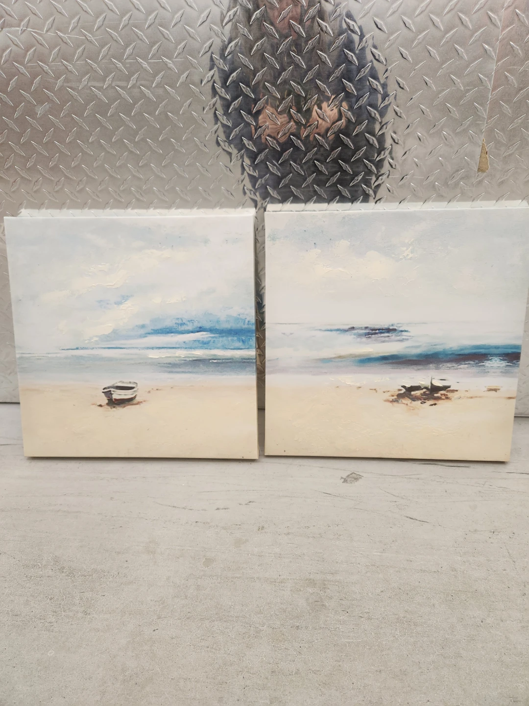 Pair of Beach Scene Paintings-small