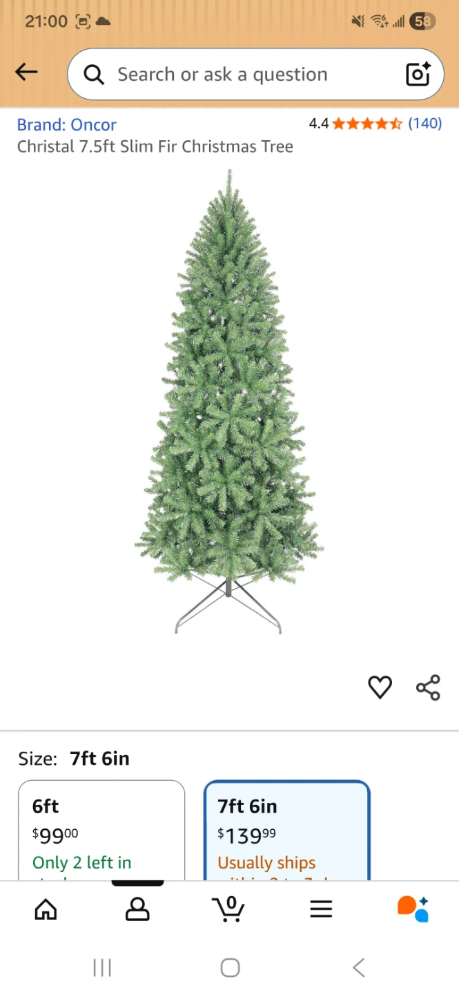 7.5ft Slim Fir Christmas Tree with lights and decorations - photo 3
