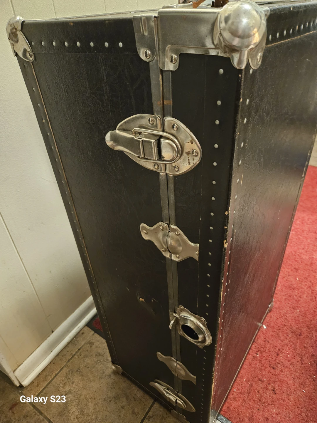 Vintage Black Steamer Trunk