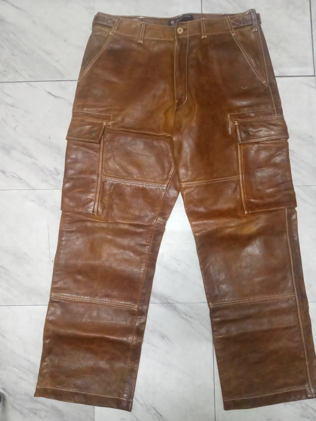 Awesome Super Rare Vintage Polo Jeans,100% Leather CargoSize 32 - photo 3