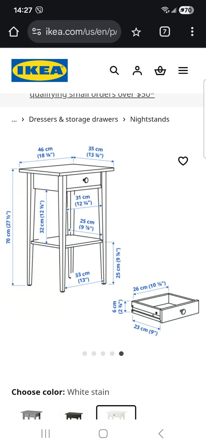 Ikea hemnes white nightstand or side table - photo 5