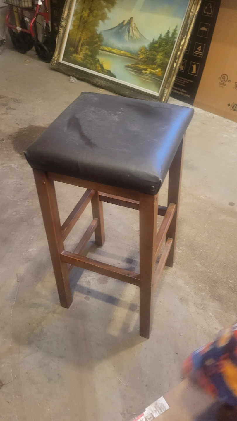 Wooden Bar Stool with Padded Seat - photo 4