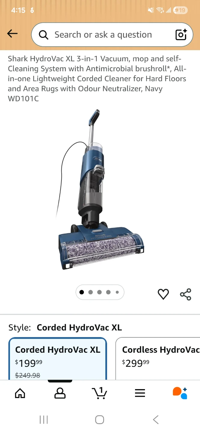 Shark HydroVac 3 in 1 vacuum and mop