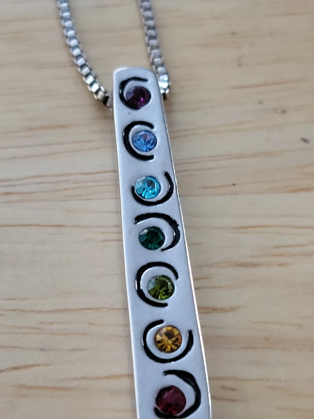 Silver Tone Pendant Necklace with Gemstones - photo 2