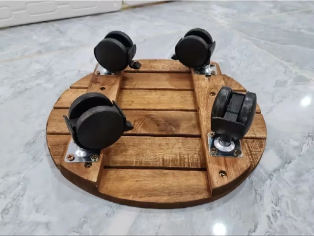 Wooden Plant Stand with Wheels - photo 2