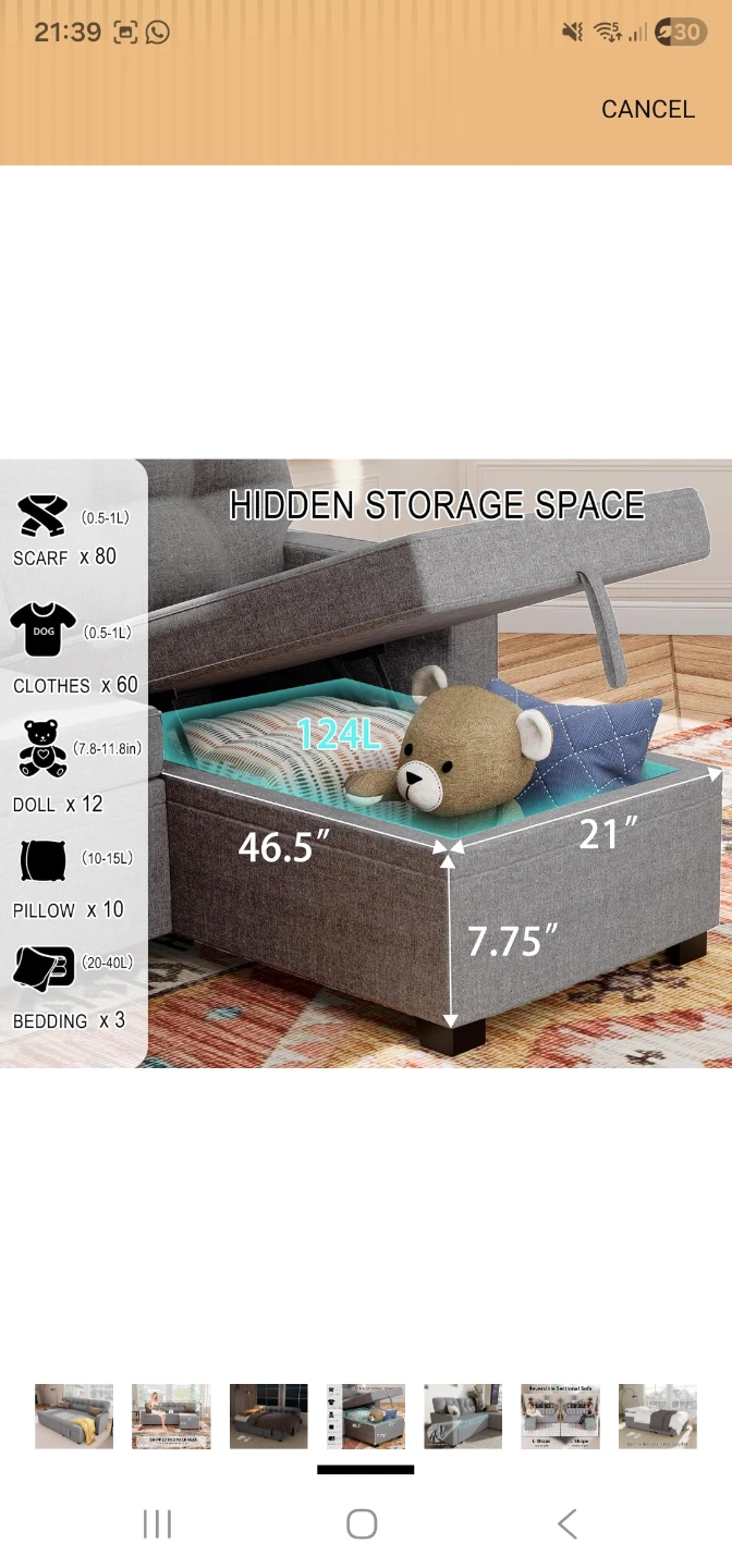 Reversible Sectional Sofa with Storage - photo 3