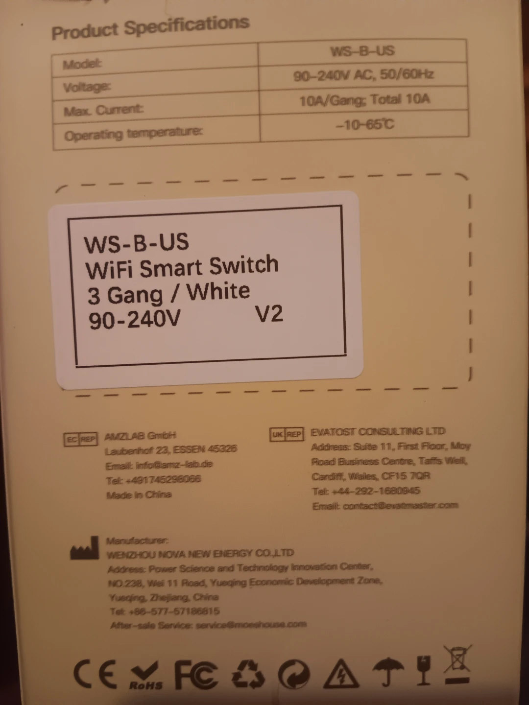 MOES WS-B-US WiFi Smart Switch 3 Gang - White - photo 2