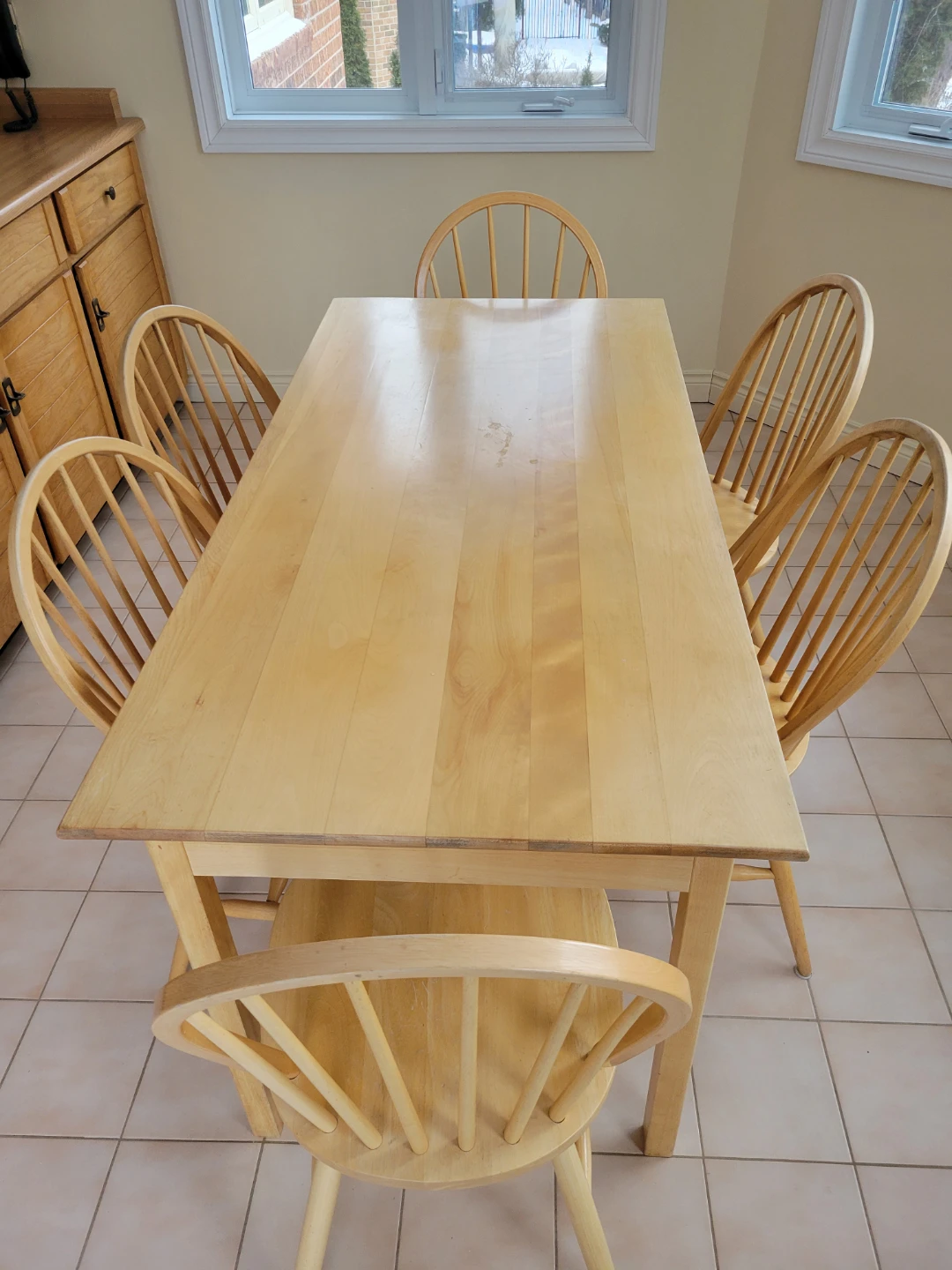 Wooden Dining Table with 6 Chairs