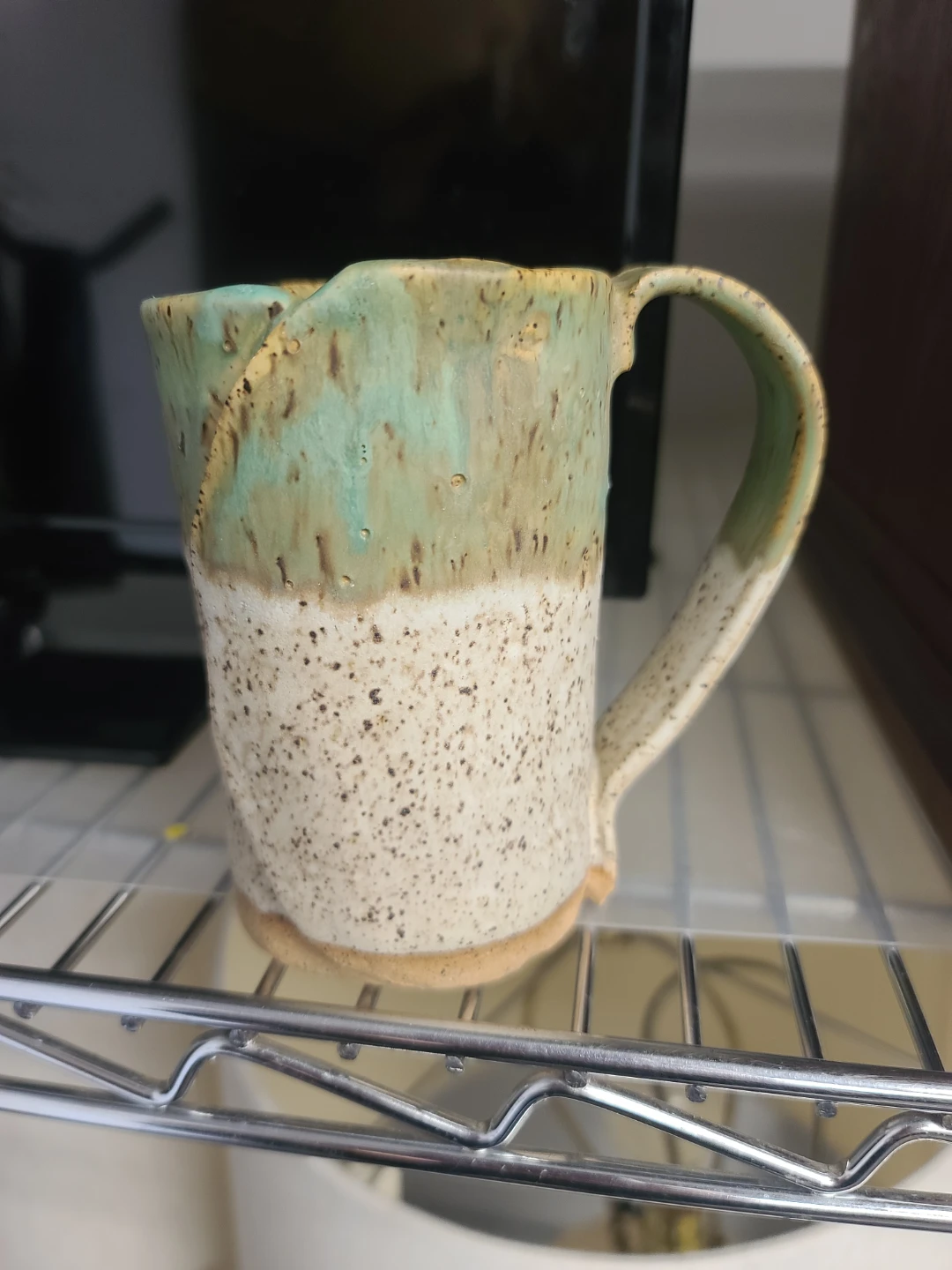 Handmade Ceramic Mug - Green & Beige
