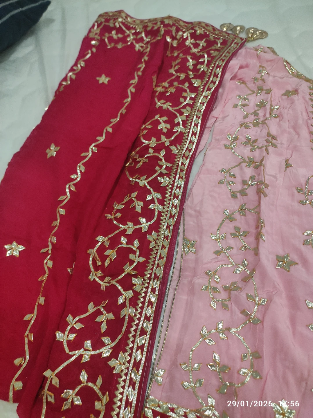 Pink and Red Embroidered  Suit - photo 3