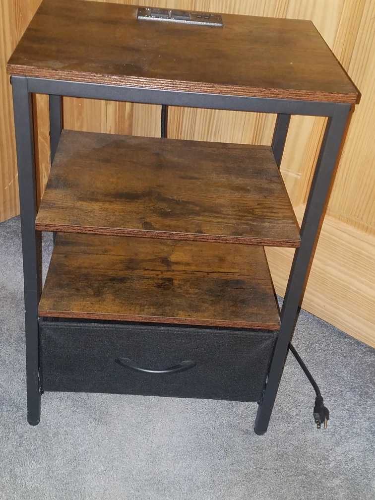 Wood Grain Side Table with Charging Station - photo 2