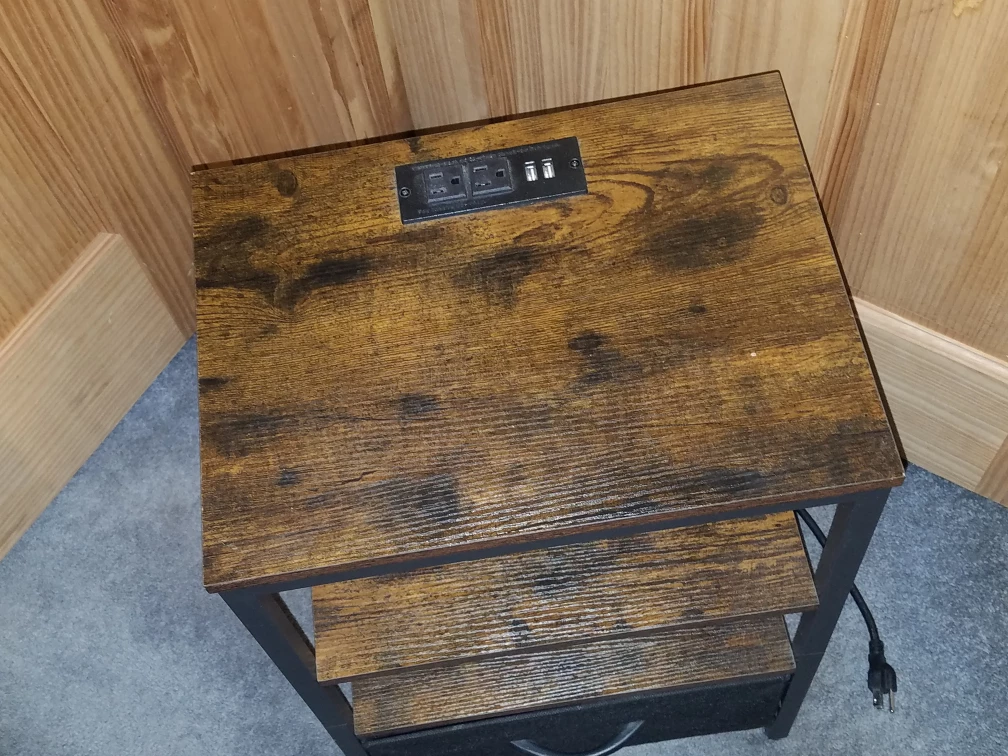 Wood Grain Side Table with Charging Station - photo 3