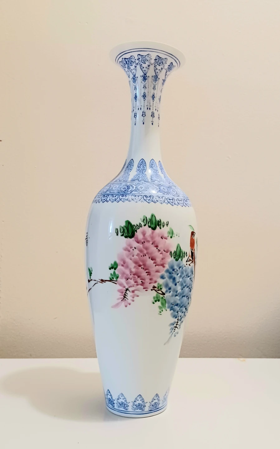 Vtg Tall Handcrafted Eggshell Porcelain Chinese Vase - photo 3
