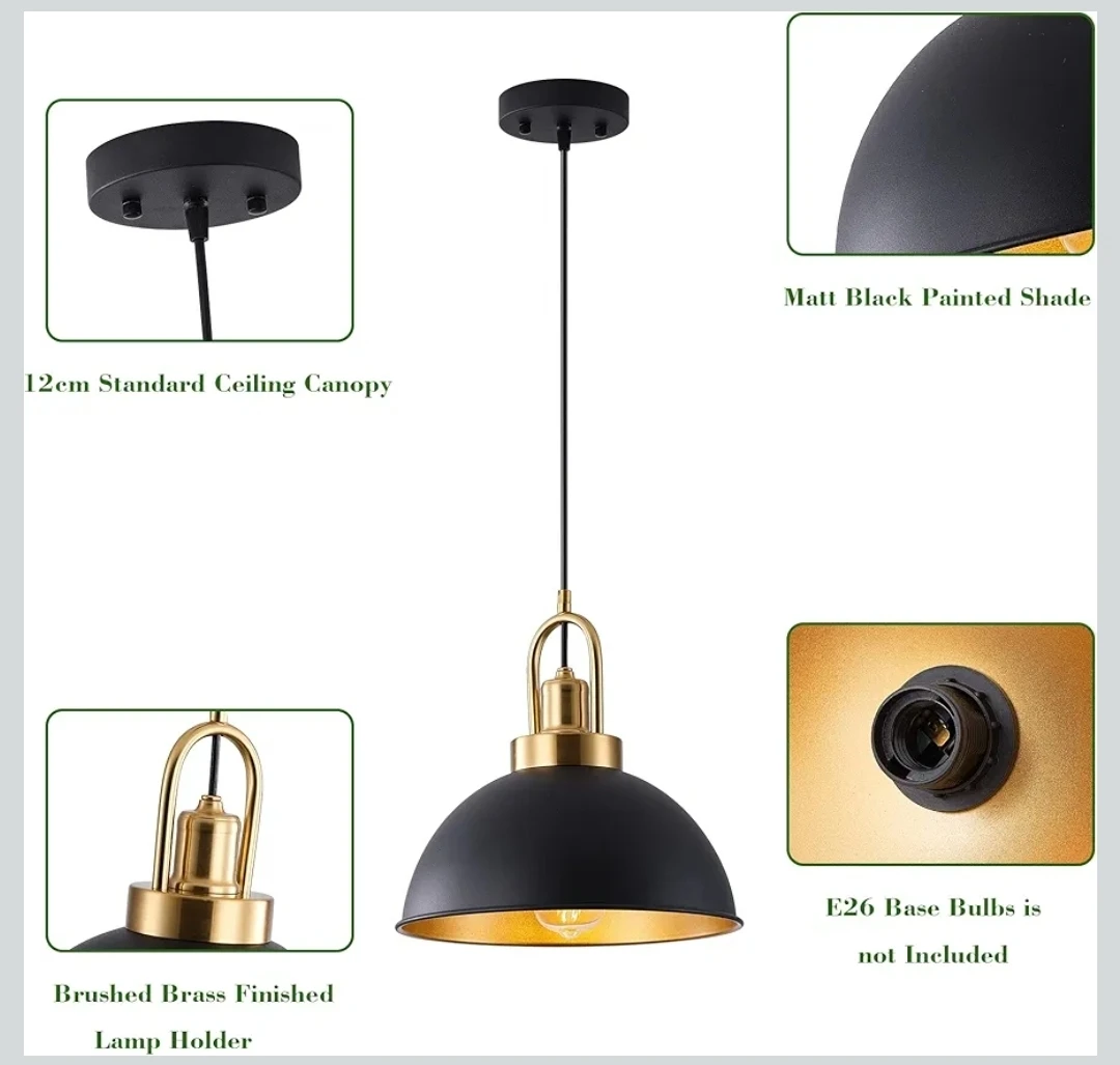 Febeleven Pack of 2 Farmhouse Pendant Light - photo 2