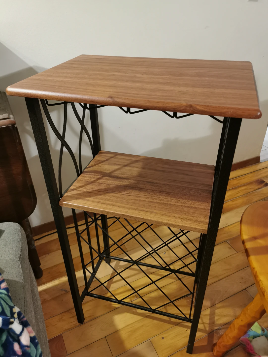 Metal & Wood Wine Rack Shelf