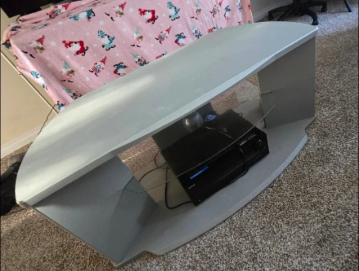 Grey TV Stand with Glass Shelf 120 ×50 cm - photo 2