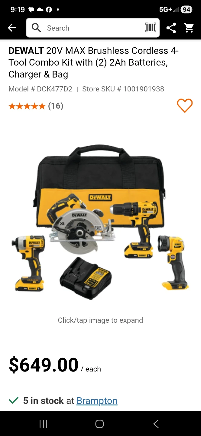 DEWALT 20V MAX Brushless Cordless 4-Tool Combo Kit