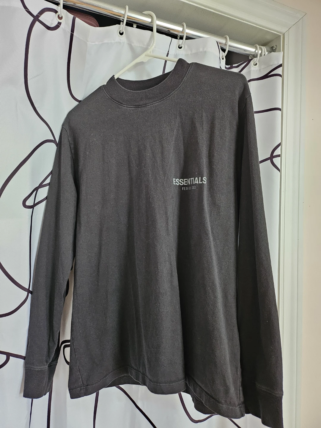 Essentials Black Logo Long Sleeve Shirt - XS
