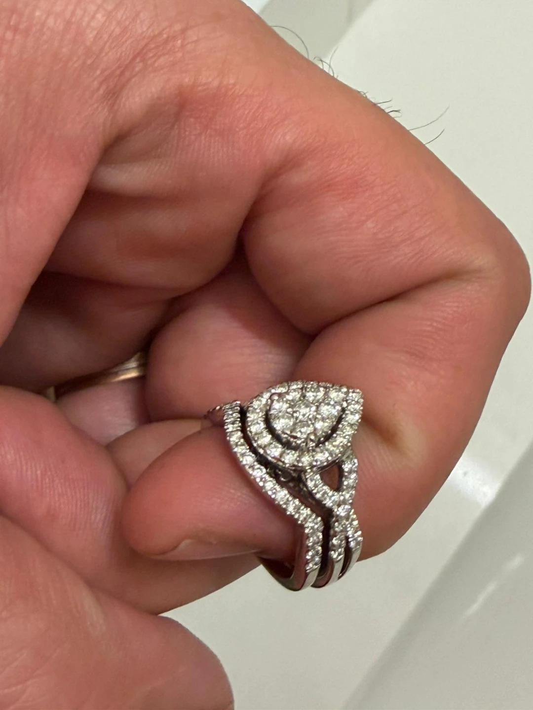 Ladies Two Piece White Gold Diamond Engagement Ring Set - photo 3