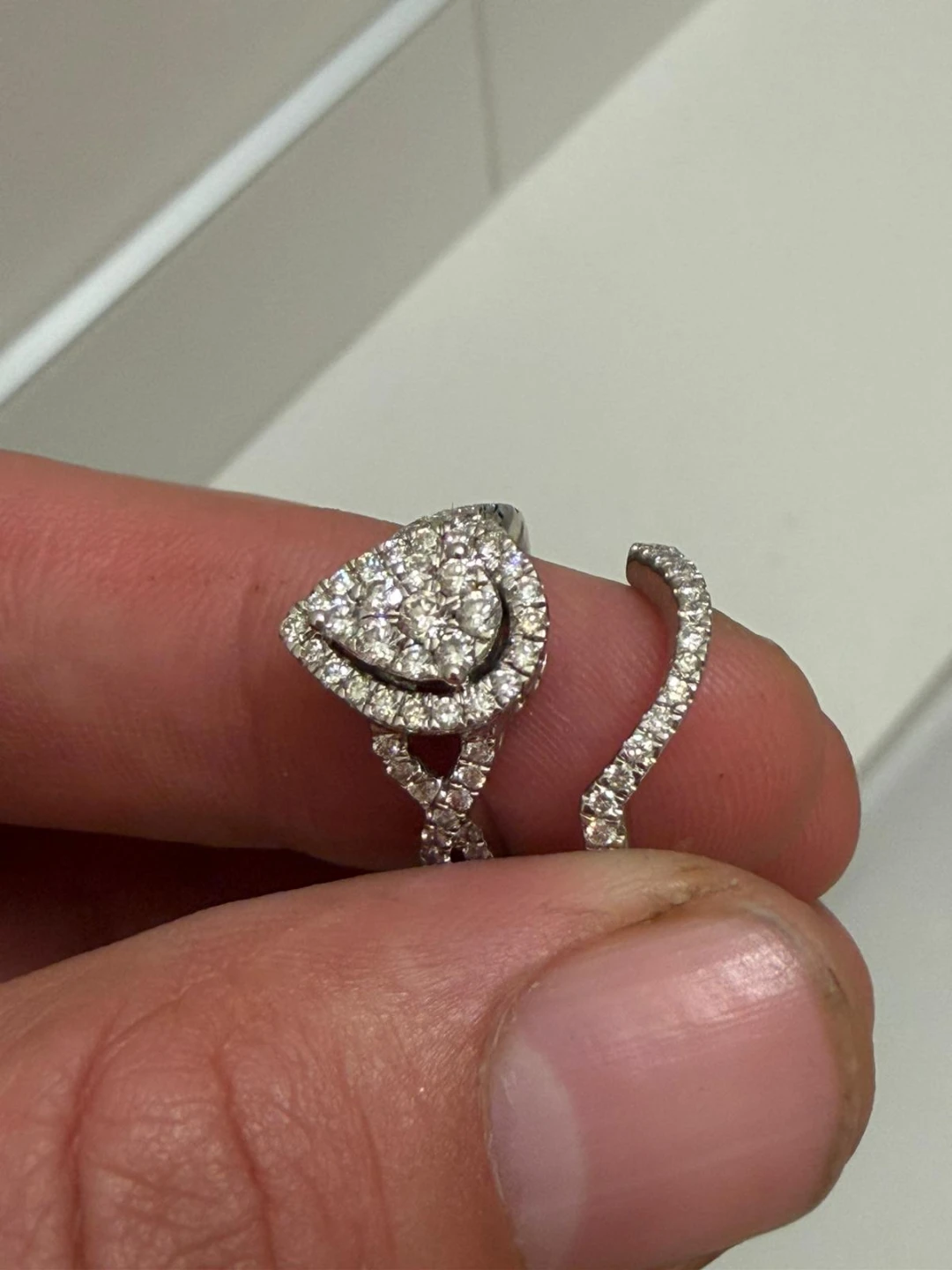 Ladies Two Piece White Gold Diamond Engagement Ring Set - photo 5
