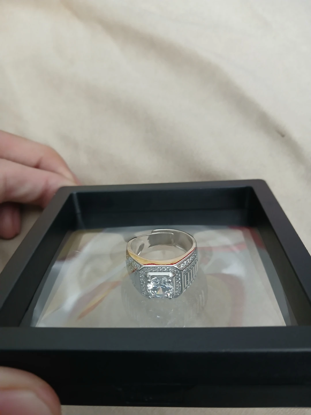 GRA Certified Adjustable 925 Silver And Moissanite Ring