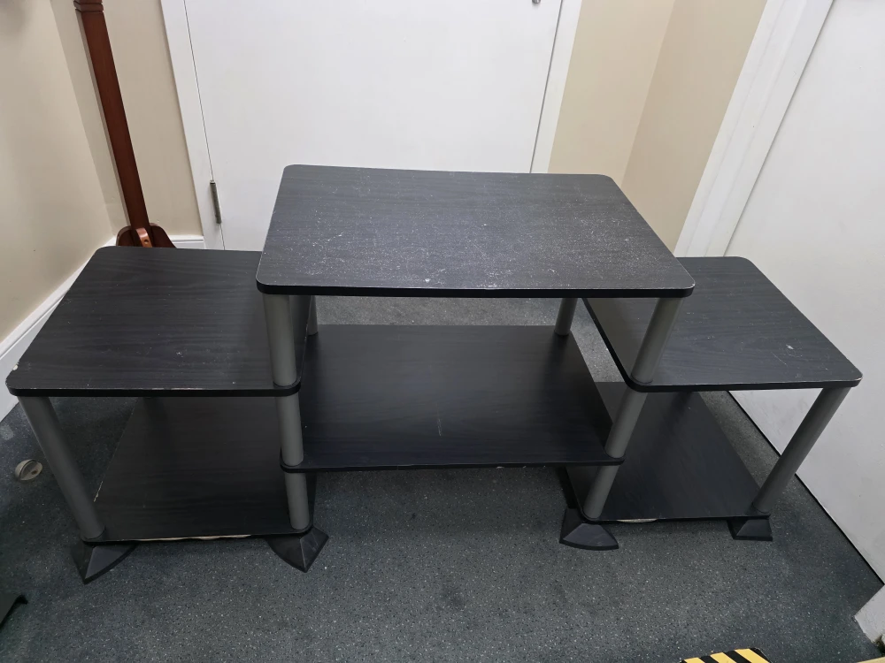 Black TV Stand with Shelves - photo 2