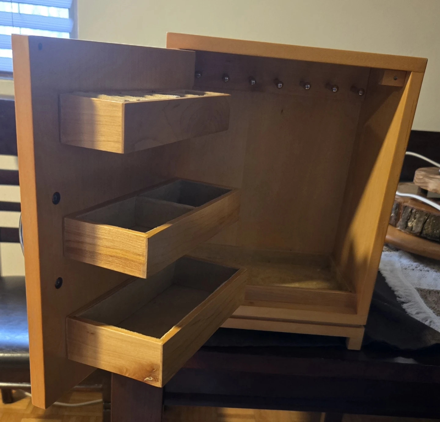 Wooden Jewellery Box with Mirror Door - photo 2